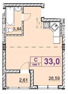 1-комнатная 33 м² в ЖК Идея от 19 000 грн/м², с. Гнедин