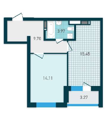 1-комнатная 46.5 м² в ЖК GENESIS от 30 298 грн/м², Киев