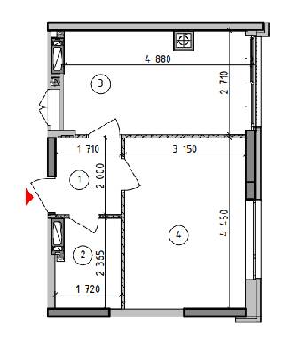1-кімнатна 34.31 м² в ЖК Оптимісто від 19 500 грн/м², с. Гатне