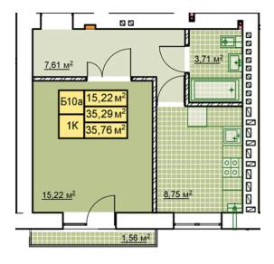 1-комнатная 35.76 м² в ЖК Millennium от 12 100 грн/м², Ивано-Франковск