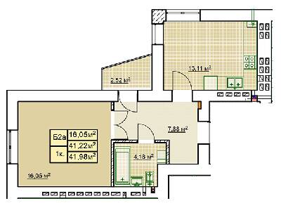 1-комнатная 41.98 м² в ЖК Millennium от 12 400 грн/м², Ивано-Франковск