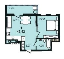 1-комнатная 43.52 м² в ЖК Tiffany apartments от 32 450 грн/м², Львов