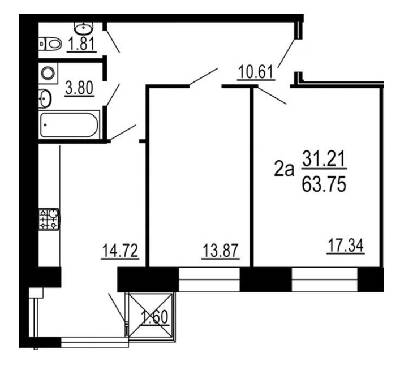 2-кімнатна 63.75 м² в ЖК Сімейний комфорт від 13 900 грн/м², Вінниця