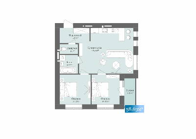2-комнатная 58.63 м² в ЖК West Towers от 21 100 грн/м², Ужгород