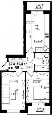 2-комнатная 53.5 м² в ЖК Амстердам от 15 350 грн/м², с. Белогородка