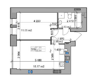 1-кімнатна 32.94 м² в ЖК Рідний від 22 000 грн/м², с. Гатне