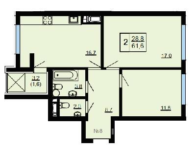2-кімнатна 61.6 м² в ЖК Paradise Avenue від 26 000 грн/м², с. Крюківщина