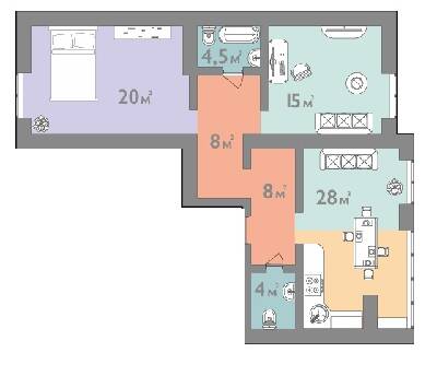 3-комнатная 87.5 м² в ЖК Евромисто от 26 000 грн/м², с. Крюковщина