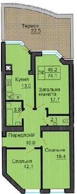 3-кімнатна 74.1 м² в ЖК Sofia Nova від 27 000 грн/м², с. Новосілки