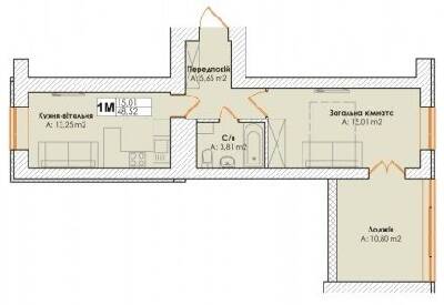 1-комнатная 48.52 м² в ЖК Life от 22 000 грн/м², пгт Гостомель