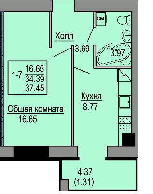 1-комнатная 37.45 м² в ЖК Софиевская сфера от 21 000 грн/м², с. Софиевская Борщаговка