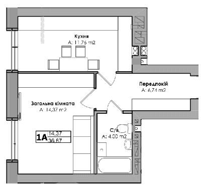 1-кімнатна 36.87 м² в ЖК Story House від 23 700 грн/м², м. Ірпінь