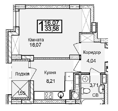 1-комнатная 33.58 м² в ЖК Леополь Таун от 19 000 грн/м², Львов