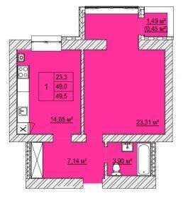 1-комнатная 49.5 м² в ЖК Caramel Residence от 21 000 грн/м², Луцк