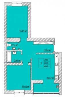 2-комнатная 69.8 м² в ЖК Caramel Residence от 20 000 грн/м², Луцк