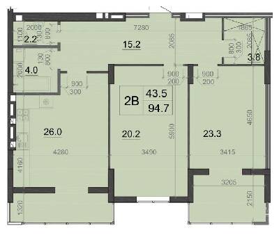 2-комнатная 94.7 м² в ЖК Визави от 18 500 грн/м², Луцк
