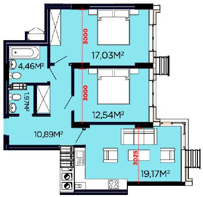 2-комнатная 66.06 м² в ЖК Счастливый от 21 200 грн/м², Львов