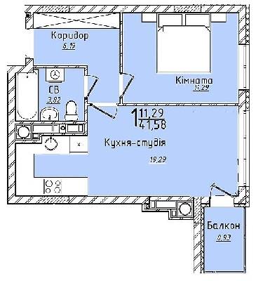 1-комнатная 41.58 м² в ЖК Континент от 23 500 грн/м², с. Сокольники