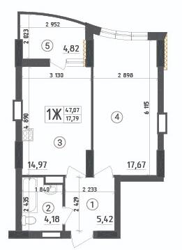 1-комнатная 47.07 м² в ЖК Aquamarine от 20 950 грн/м², г. Украинка