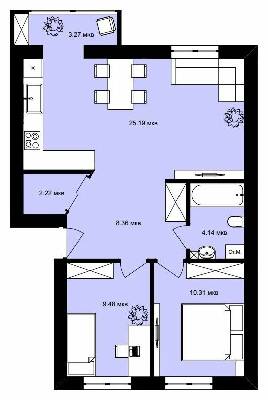 2-комнатная 63 м² в ЖК Вилла Валенсия от 14 000 грн/м², г. Винники