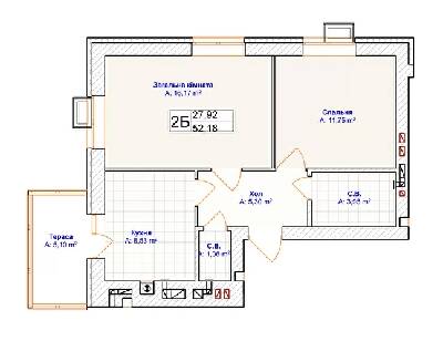 2-комнатная 52.18 м² в ЖК Grand Country Irpin от 24 500 грн/м², г. Ирпень