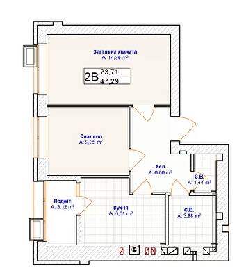 2-комнатная 47.29 м² в ЖК Grand Country Irpin от 24 500 грн/м², г. Ирпень