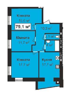 3-комнатная 79.1 м² в ЖК Жемчужина Проскурова от 15 000 грн/м², Хмельницкий