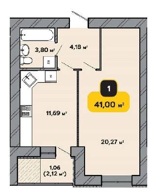 1-кімнатна 41 м² в ЖК Студентський від 16 500 грн/м², Хмельницький