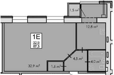 1-кімнатна 57.3 м² в ЖК Andorra від 14 500 грн/м², Черкаси