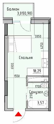1-кімнатна 22.7 м² в ЖК Простір Eco City (Простір на Радісній від 19 700 грн/м², Одеса