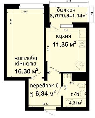 1-кімнатна 39.44 м² в ЖК Авеню 42 від 50 000 грн/м², Київ