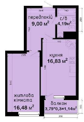 1-кімнатна 47.64 м² в ЖК Авеню 42 від 46 000 грн/м², Київ