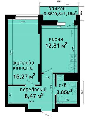 1-комнатная 41.56 м² в ЖК Авеню 42 от 49 955 грн/м², Киев