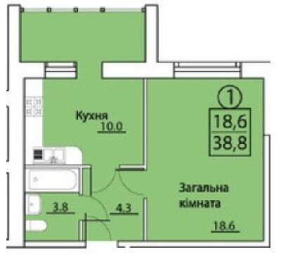 1-кімнатна 38.8 м² в ЖК на просп. Грушевського, 50 від забудовника, м. Кам`янець-Подільський