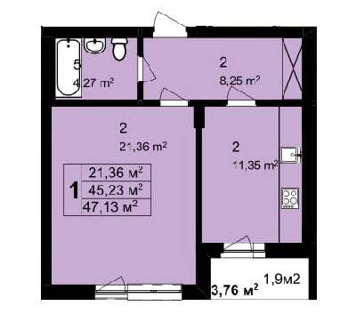 1-кімнатна 47.13 м² в ЖК Q-6 "Quoroom Perfect Town" від 31 050 грн/м², Львів