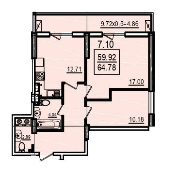 2-кімнатна 64.78 м² в Апарт-комплекс Каліпсо від 35 950 грн/м², Одеса