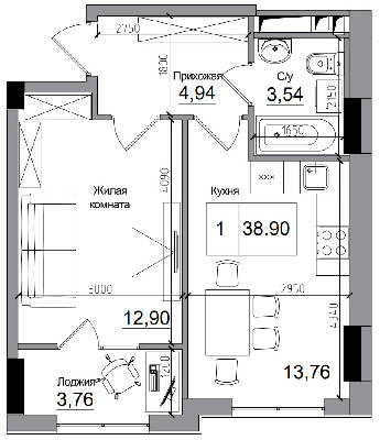 1-комнатная 38.9 м² в ЖГ ARTVILLE от 18 200 грн/м², пгт Авангард