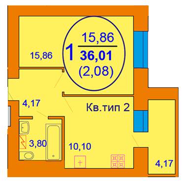 1-кімнатна 36.01 м² в ЖК Софія Київська від 15 800 грн/м², с. Софіївська Борщагівка