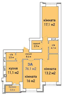 3-кімнатна 76.1 м² в ЖК Синергія Сіті (Kvartal Group) від 18 500 грн/м², м. Ірпінь