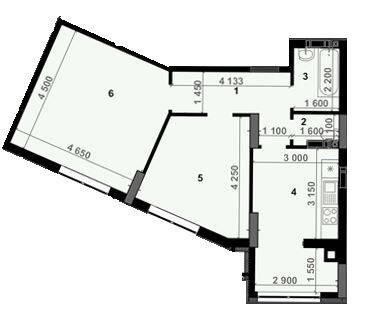 2-комнатная 60.3 м² в ЖК Антрацит от 27 600 грн/м², с. Петропавловская Борщаговка