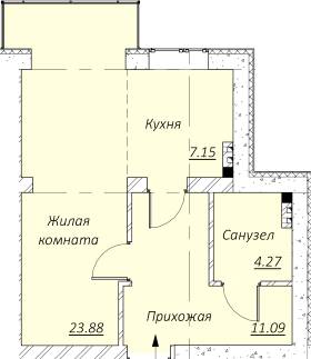 1-комнатная 44.38 м² в КД Образцовый от 15 700 грн/м², Днепр