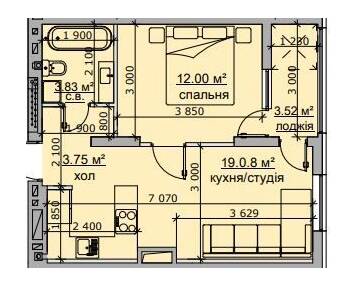 1-кімнатна 42.18 м² в ЖК Бетховен від 30 900 грн/м², Львів