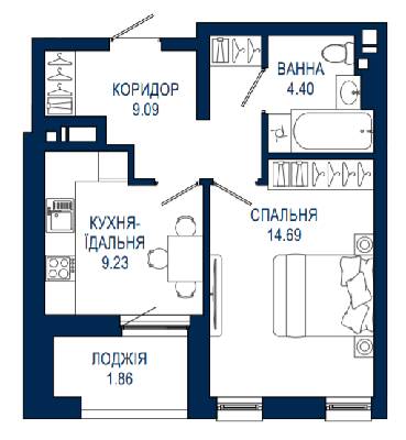1-кімнатна 39.27 м² в ЖК Viking Park від 25 400 грн/м², Львів