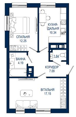 2-кімнатна 52.66 м² в ЖК Viking Park від 27 900 грн/м², Львів