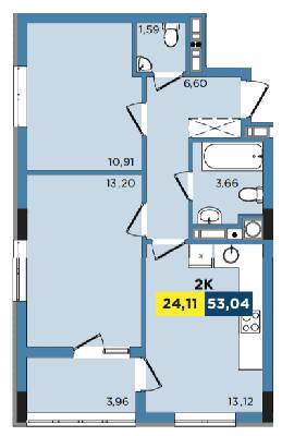2-комнатная 53.04 м² в ЖК Washington City от 18 500 грн/м², Львов