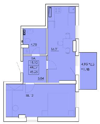 1-кімнатна 45.25 м² в ЖК Ventum від 17 350 грн/м², с. Крижанівка