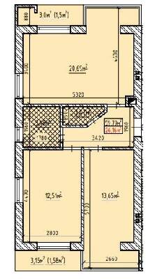 2-комнатная 59.79 м² в ЖК Центральний от 16 600 грн/м², с. Солонка