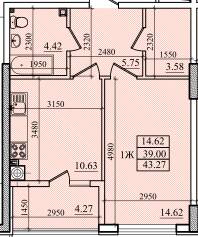 1-комнатная 41.27 м² в ЖК Парус от 19 800 грн/м², г. Южное