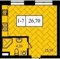 1-кімнатна 26.7 м² в ЖК Зоряний від забудовника, Одеса