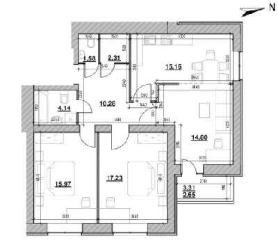 3-комнатная 84.12 м² в ЖК Компаньон от 20 195 грн/м², с. Сокольники